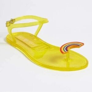 Katy Perry Jelly Sandals 10 Rainbow Thong Summer Pool Beach Pride Yellow Geli